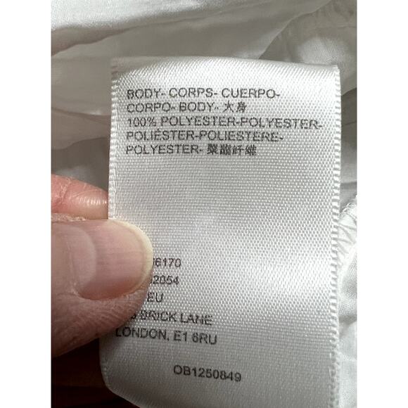 Urban Outfitters womens size M top white crinkle material crop cap sleeveWN - Picture 7 of 7